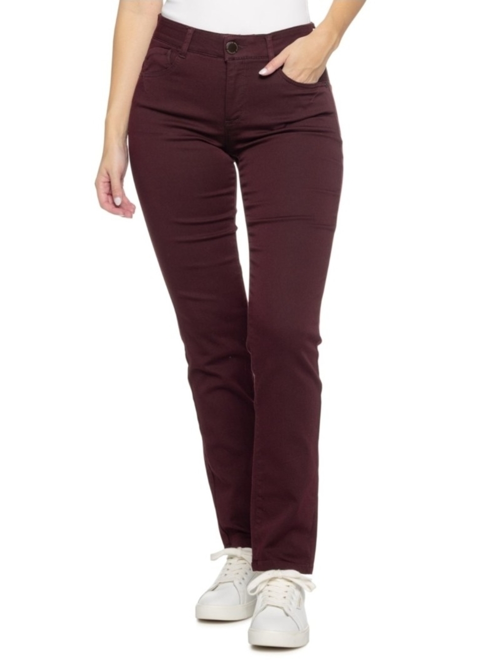 Democracy "Ab"solution Straight Leg Jeans in Oxblood 2P 2 Petite